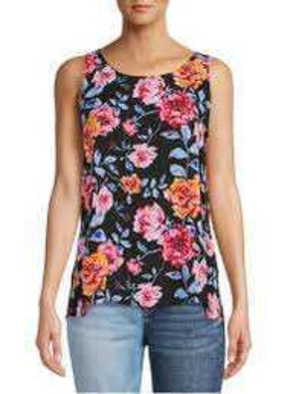 The Pioneer Woman EUC Women's Pink Orange Floral Print Scoop Neck Tank Top L